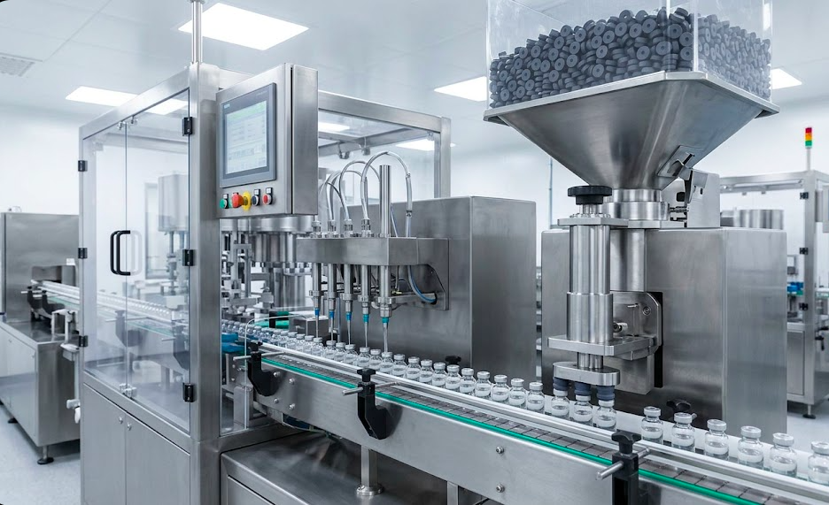 Automatic Vial Filling & Rubber Stoppering Machine manufacturer — Kailash Machine Tools Ahmedabad